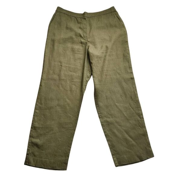 St John Pants Womens Large Linen Blend Ankle Pull On Careerwear Business Profess - Picture 2 of 6